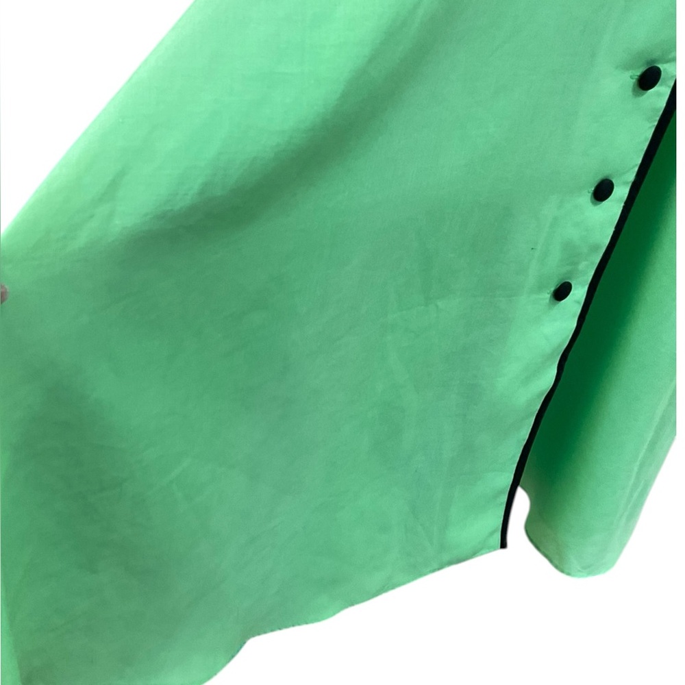 Vintage 90s Sia Bellini Green Ramie Button Front Dress | Mod Retro A-Line 9/10 - Picture 9 of 16